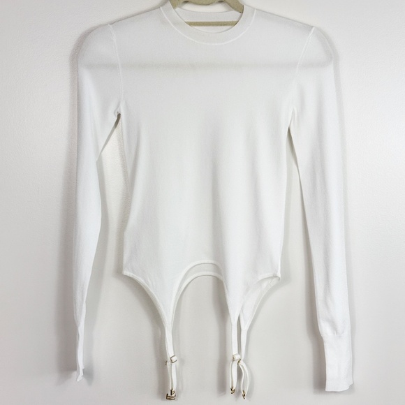 Dion Lee White Viscose Garter Long Sleeve T-Shirt Top NWOT - Picture 5 of 7